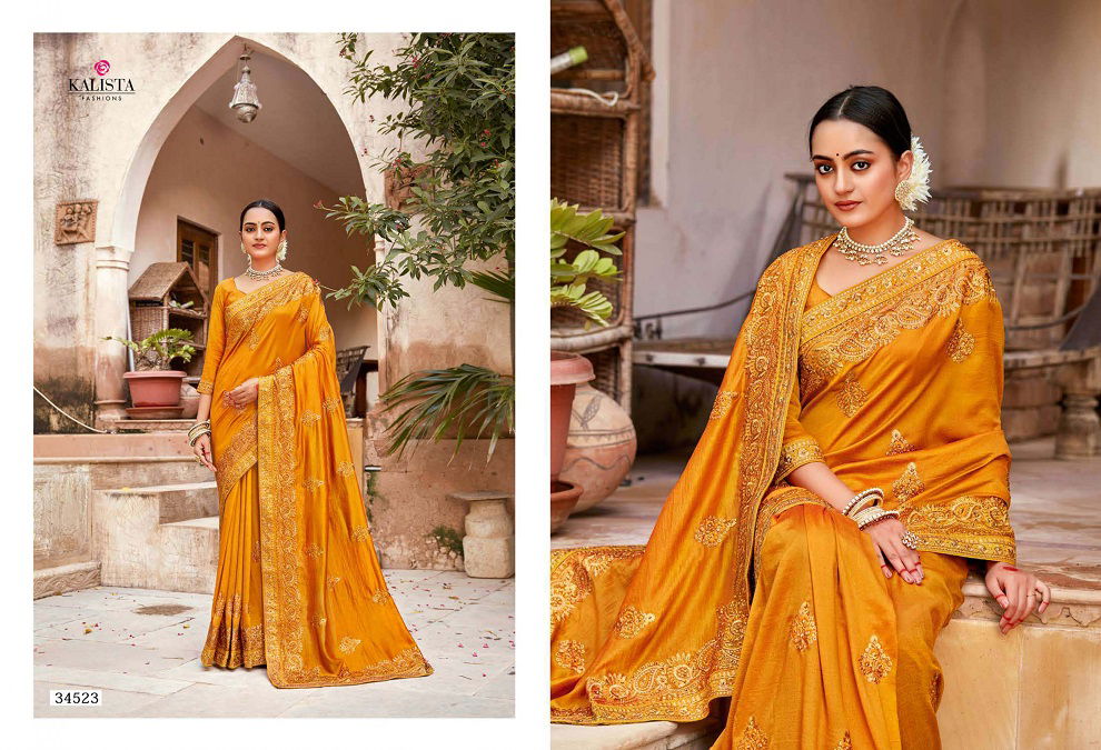 Kalista Bahurani Heavy Wedding Wear Vichitra Silk Designer Saree Collection
